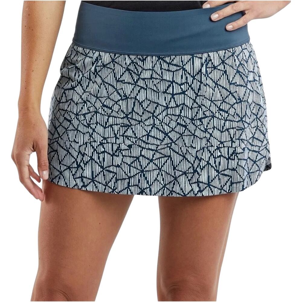 Title Nine Bonded Skort Ultralight Running Nimblene Printed Tennis Blue Indio M